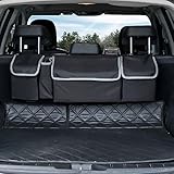 Trunk Organizer Car Storage, Seat Back Storage to Keep Car Trunk Neat, Car Trunk Storage Organizer for SUV Gives You a Big Space Back Seat Trunk, Car Cargo Organizer Frees up Your Trunk Floor.