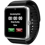 ZAOYIMALL Smartwatch GT08 Bluetooth Smart Watch with Camera SIM TF Card Call Sync Notification for Iphone and Android Smartphones (Silver)