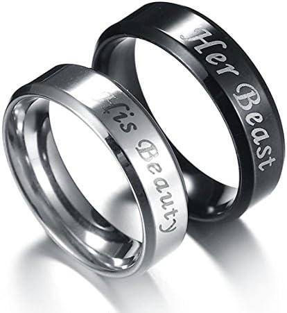 Stainless Steel Couples Ring His & Hers Real Love Heart Engraved His King Her Queen Promise Ring Wedding