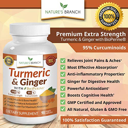 Extra Strength Turmeric Curcumin and Ginger & BioPerine 1950mg Joint