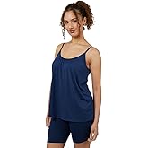 32 Degrees Women's Cool Flowy Bra Cami | with Built-in Cups | Relaxed Fit | Adjustable Spaghetti Strap
