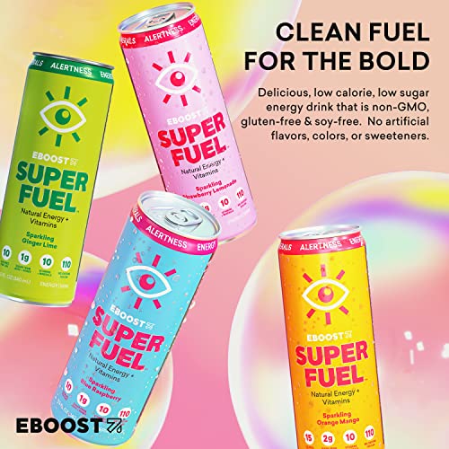 EBOOST Super Fuel Natural Energy Drink Variety Pack, 12 Pack 3 x