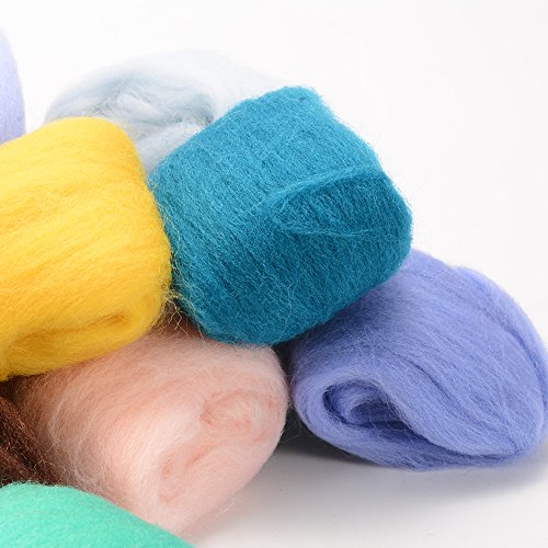 Adeeing Needle Felting Wool Roving Fibre Wool Yarn Roving Set of 36 Colors for Hand Spinning DIY Craft Materials - Thumbnail 2