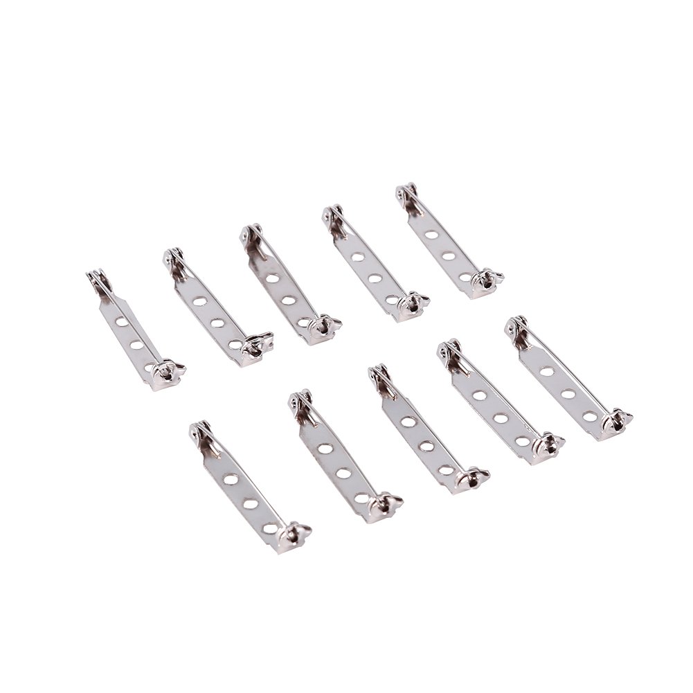Pack Of 50 Pcs Bar Pins Brooch Lock Pin Backs Safety Clasps Rolling Catch For Diy Craft 20/25/32/38 Mm Silver Color With Brooch Fasteners For Jewelry Making And Clothing Accessories (32mm)