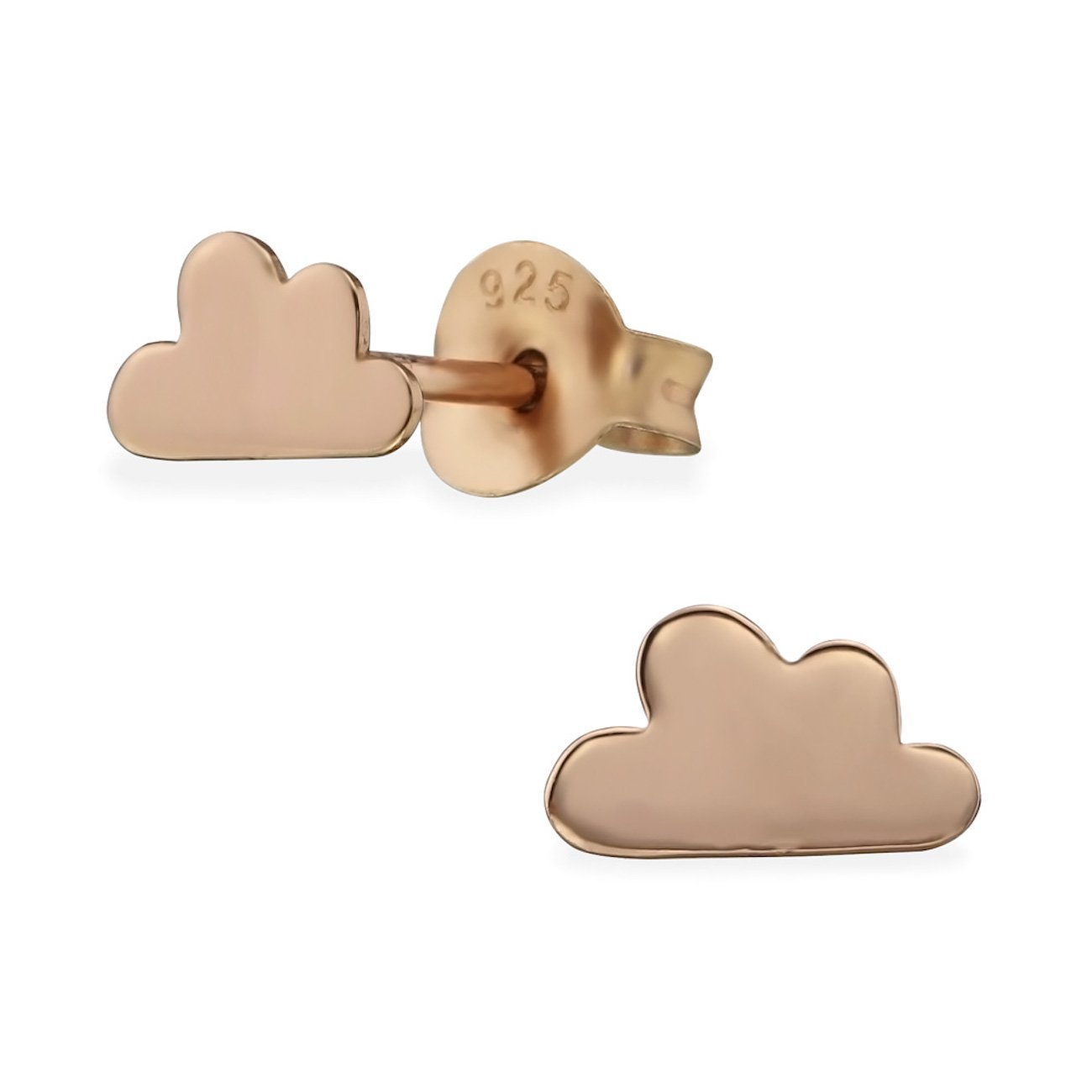 925 Sterling Silver Rose Gold Plated Cloud Stud Earrings for Women & Girls – Dainty Cute Jewellery with Gift Box