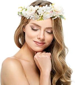 Daisy flower crown with Adjustable Ribbon for Wedding Festivals