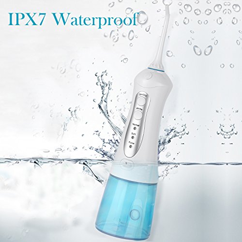 ACEVIVI Water flosser Oral Irrigator for Teeth with 4 Jet tips Cordless Rechargeable Portable, Easy-to-Clean Detachable Water Tank (200ml, Blue) - Thumbnail 6