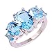 Psiroy 925 Sterling Silver Plated Created Blue Topaz Filled 5 Stone Engagement Ring Band Size 8