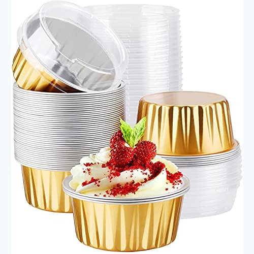 Arabest Cake Container,50 Pcs Oz Aluminum Foil Baking Cups