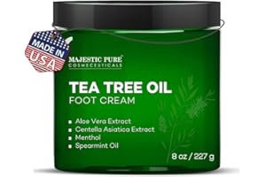 Majestic Pure Tea Tree Oil Foot Cream, Warming Cream - Calluses, Dry Cracked Feet, Hands, Heels, Elbow, Nails, and Knees - Softens & Moisturizes Skin - 8 oz