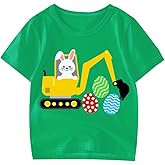 Kids Easter Shirt Boys Girls Eggs Hunts Tractor Monster Truck Graphic T-Shirt Toddler Easter Bunny Short Sleeve Tees Top