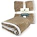 PAVILIA Tan Taupe Couch Blanket Throw Reversible Sherpa Chevron, Soft Cozy Jacquard Weave Textured Blanket Sofa Bed, Thick Warm Large Fleece Car Blanket, Decorative Plush Home Decor, 50x60 Beige Camel