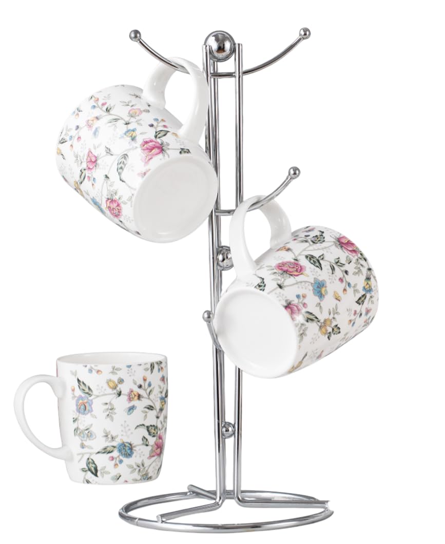 Royal Cuisine Kitchen Roll Holder Mug Tree Set Paper Towel Holder Cup Holder Mug Stand for Kitchen Countertop Durable Mug Holder with 6 Hooks-Kitchenware