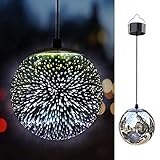 TAKEME Solar Lights Outdoor Garden,Hanging Outdoor Decor Lights,Gazing Ball Pendant LED 3D Firework Waterproof Lights