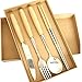 Boying Wooden Handle Stainless Steel Tableware Silverware Dinnerware Set Mirror Polished Utensils (4-Piece Flatware Set)