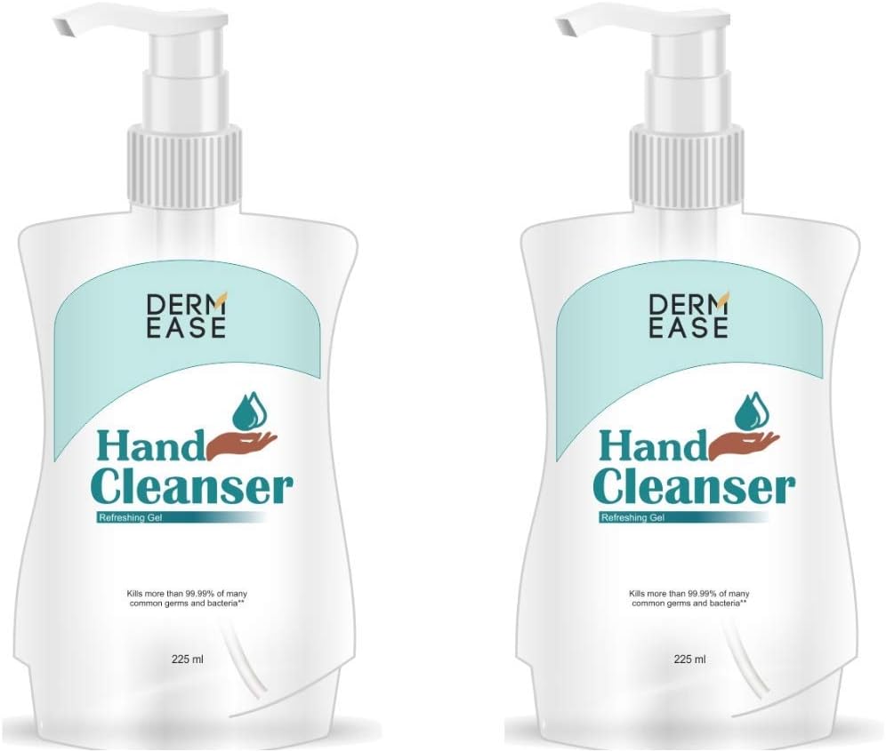 Derm Ease Hand Wash Sanitizer with 100% Gauranteed Germ Free Hand With Glycerin & Aloe Vera Pack of 2 (225ml) Each
