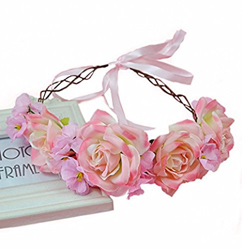 Vivivalue hade-made flower wreath headband crown floral garland w…