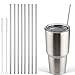 Accmor 18/8 Stainless Steel Straws, FDA-approved Durable Reusable Metal 10.5inch Extra Long Straight Drinking Straws Set of 8 – for 20 & 30OZ YETI RTIC OZARK Tumbler Cups - with 2 Cleaning Brushes