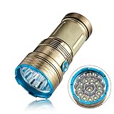 HONRIYA Super Bright Tactical Flashlight, 12000 Lumens High Power Searchlight,12xCREE XML-T6 Portable Led Flashlight for Home and Outdoor(Gold)(Without Battery)