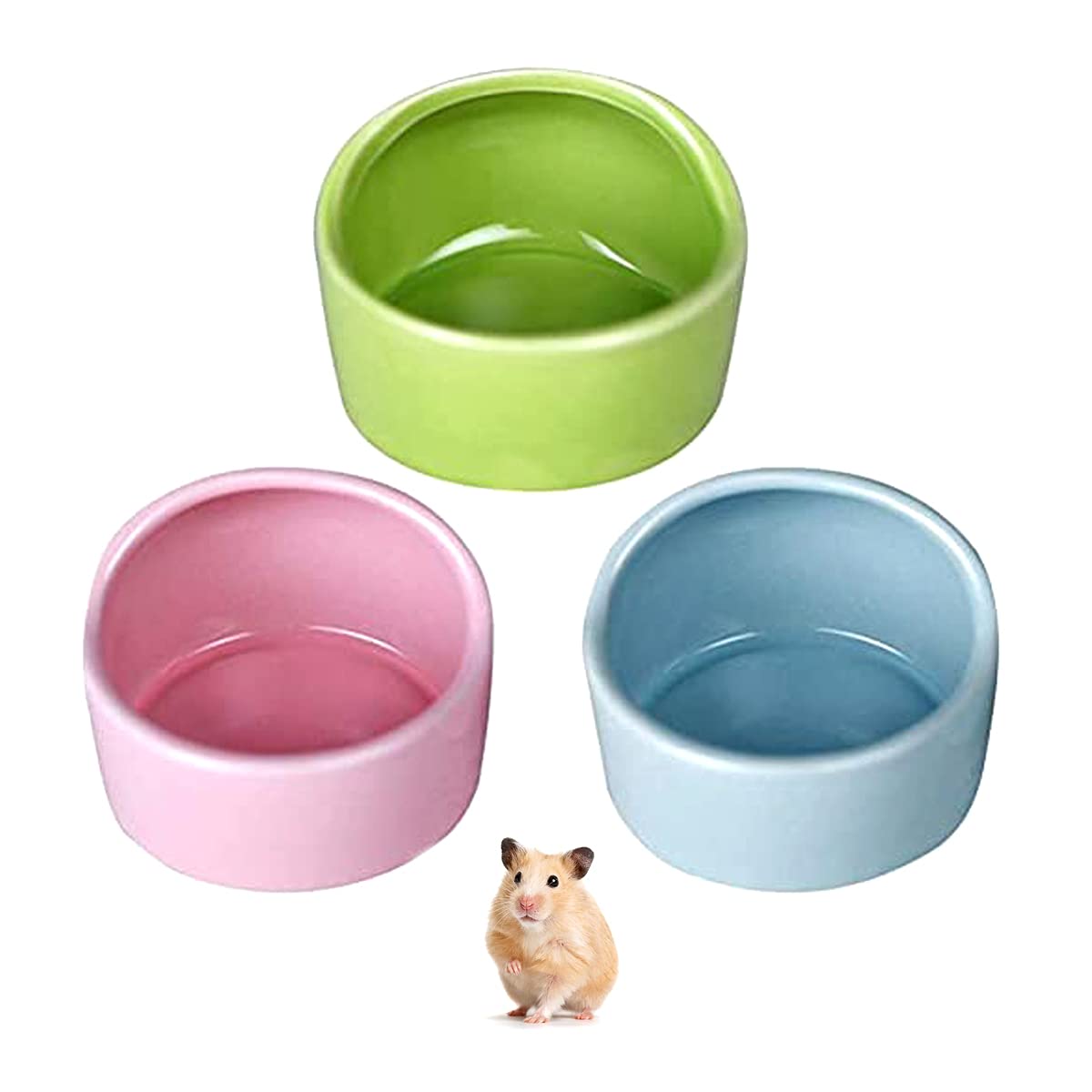 Hamster Ceramic Feeding Bowls,RoadLoo 3 Pieces Dishes Anti-Bite Ceramic Animal Food Bowl Cute Small Animal No Spill Water Feeder for Rabbit Hedgehog Guinea-Pig Gerbil Squirrel