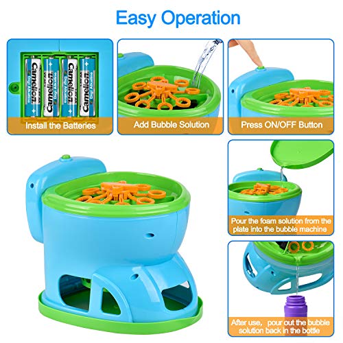 Bubble Machine, Automatic Bubble Maker Cartoon Toilet Over 2100 Bubbles Per Minute Bubble Blower Toy for Kids Boys Girls Easy to Use for Indoor Outdoor Party Wedding Baby Showers ( 2020 New Version)
