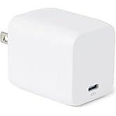 Amazon Basics Fast Charging USB C Nano GaN Wall Charger, 65W 1-Port PD 3.1 for Laptops Tablets Phones, White