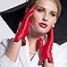 MATSU Simple Sytle Women Winter Warm Lambskin Leather Gloves 7 Colors M9022 (L, Red-Non Touchscreen)