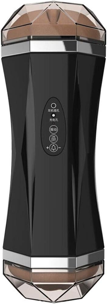 3D Emulational Men's Dual-Hole Electrical Toys Cup, 8 Frequencies Massage Si-èx Cup Black