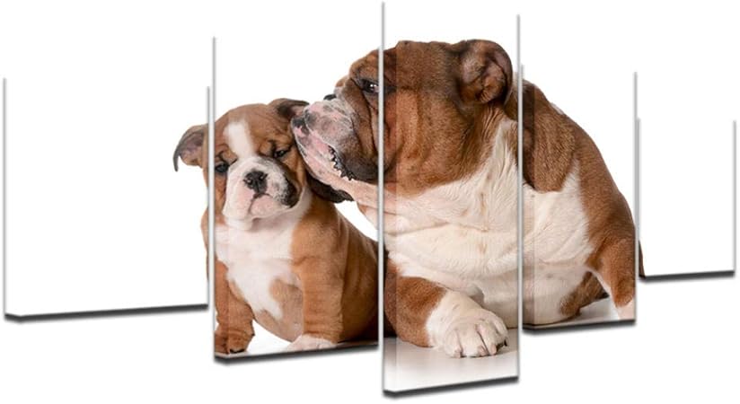 HlNaughty Cute Dog Abstract Wall Art Canvas Printed 5 Panel Painting