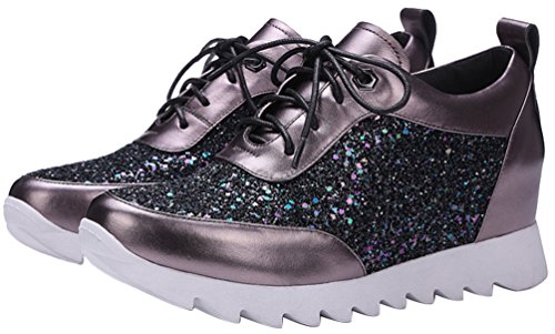 Abby 16808-1 Womens Autumn Winter Fashion Classic Invisible Inner Increase Flatform Wedge Leather Boots Grey M US Size7 Abby 16808-1 Womens Autumn Winter Fashion Classic Invisible Inner Increase Flatform Wedge Leather Boots Grey M US Size7