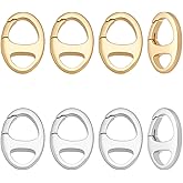 WADORN 8Pcs 2 Colors 18K Gold Plate Bracelet Extender Necklace Clasps Connector Closures, Gold Silver Double Lobster Claw Clasp Brass Bracelet Necklace Extension Clasp for DIY Craft Jewelry Making