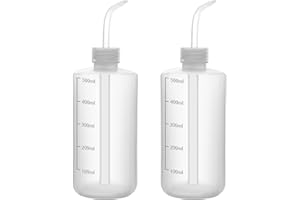 FunChem Chemical Wash Bottle, 2-Pack Plastic Lab Squeeze Washing Bottle with Clear Graduations, LDPE, Narrow Mouth (500 mL)
