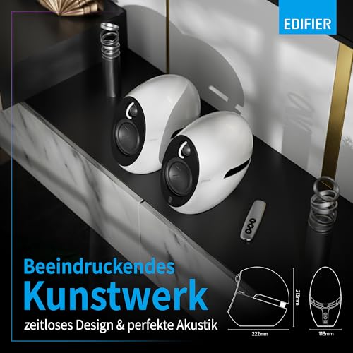 Edifier E25HD Bluetooth Lautsprecher-Set – 74Watt – Hervorragende Soundqualität mit Bassreflexmembran – LDAC-Technologie – Bluetooth 5.3 – Elegantes Design – Optische + Aux-Anschlüsse – Weiß 10