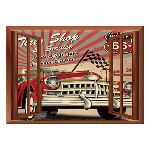 SCOCICI Removable Wall Sticker/Wall Mural/Cars,Tires Shop and Service
Route 66 Emblem Advertisement Retro Style Poster Print,Red Grey
Sepia/Wall Sticker Mural