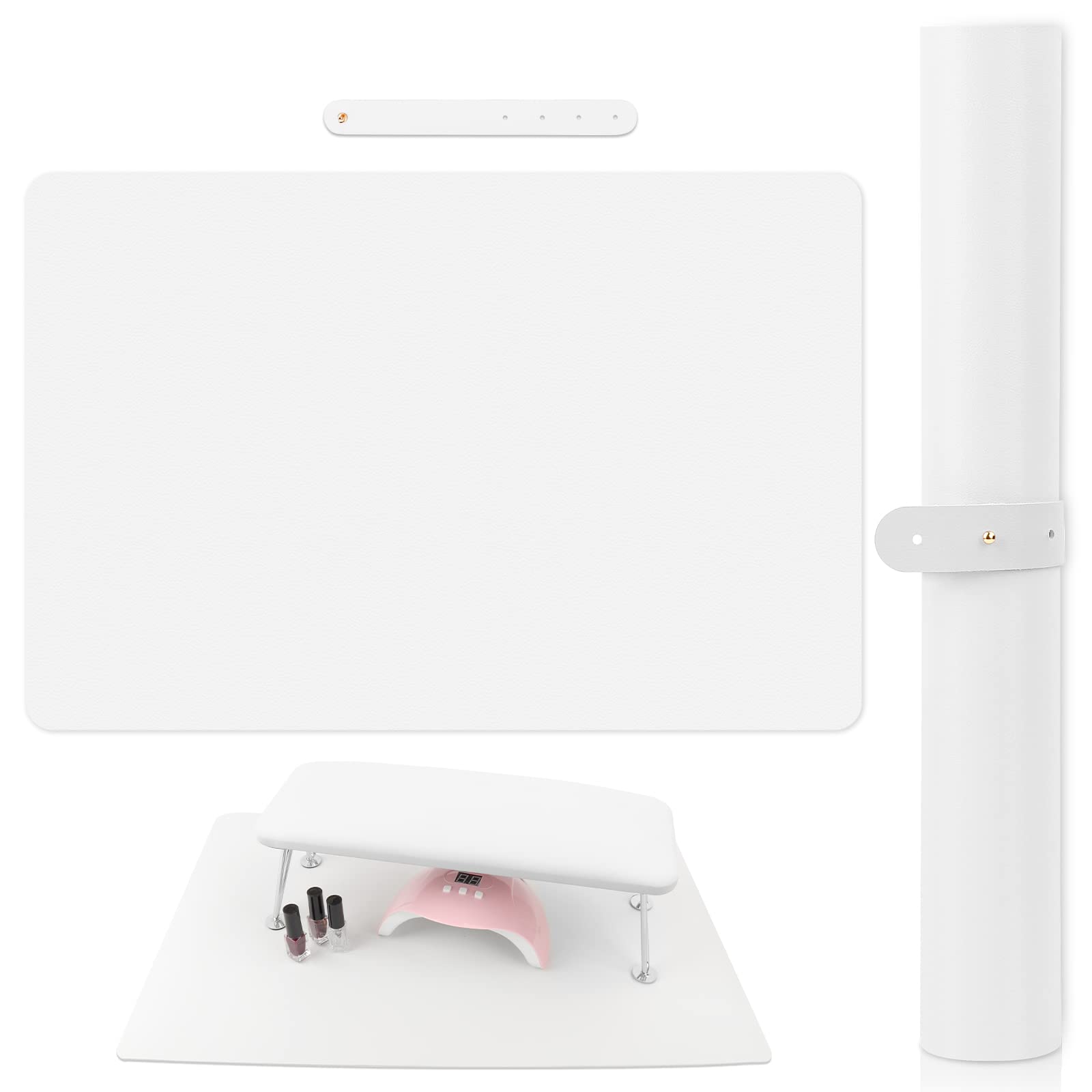 Photo 1 of (MAT ONLY) White Nail Art Table Mat, Foldable Nail Art Hand Rest Pad for Nail Arm Rest Cushion, Soft Microfiber Leather Nail Mat, Manicure Pad Nail Table Pad Desk Mat for Nail Technician Salon Home