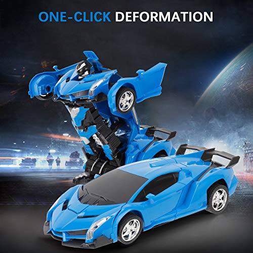 FIGROL Transform Car Robot, Robot Deformation Car Model Toy for Children, Transforming Robot Remote Control Car with One Button Transformation,360 Speed Drifting 1:18 Scale