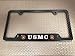 USA Patriotic Anodized Aluminum Thin Top | Narrow Top Car License Plate Frame with USMC | Marines - Black Insert with Free caps - Black