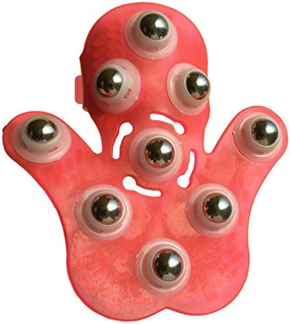 JOINTUP 360Degree Spin 9 Steel Ball Roller Palm Shaped Hand Acupressure Massager Glove Brush for Cellulite Smoothing Body Slimming Bath Washing (Pink)