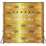Funnytree 6X6ft Gold 30th Birthday Photography Backdrop Adult Step and Repeat Golden Glitter Shiny Background Thirty Years Old Age Party Decoration Photo Banner Photobooth Props