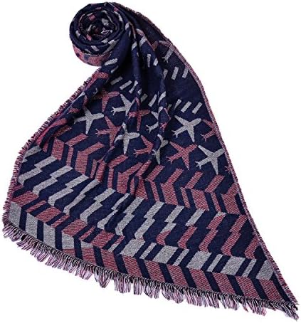 Women's Blanket Scarf Airplane Feel Wrap Shawl Red&Blue
