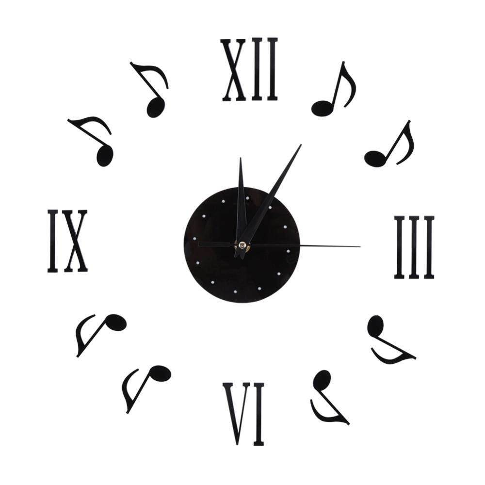 Fdit Musical Note Wall Clock with CD Dial Plate and 3D Roman Numerals for Home Decor