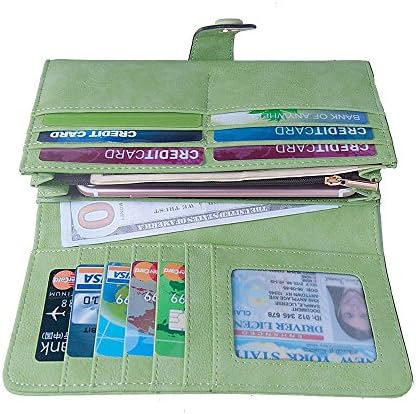 Talendi Women's Vegan Leather Credit Card Holder Wallet Large Capacity Long Bifold Checkbook Wallet