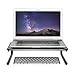 WALI Monitor Stand Riser, Laptop Holder Printer Riser Desk Accessories, Vented Metal Platform and 4 inches Height Underneath Storage for Office Supplies (STT001-2), 2 Pack, Black