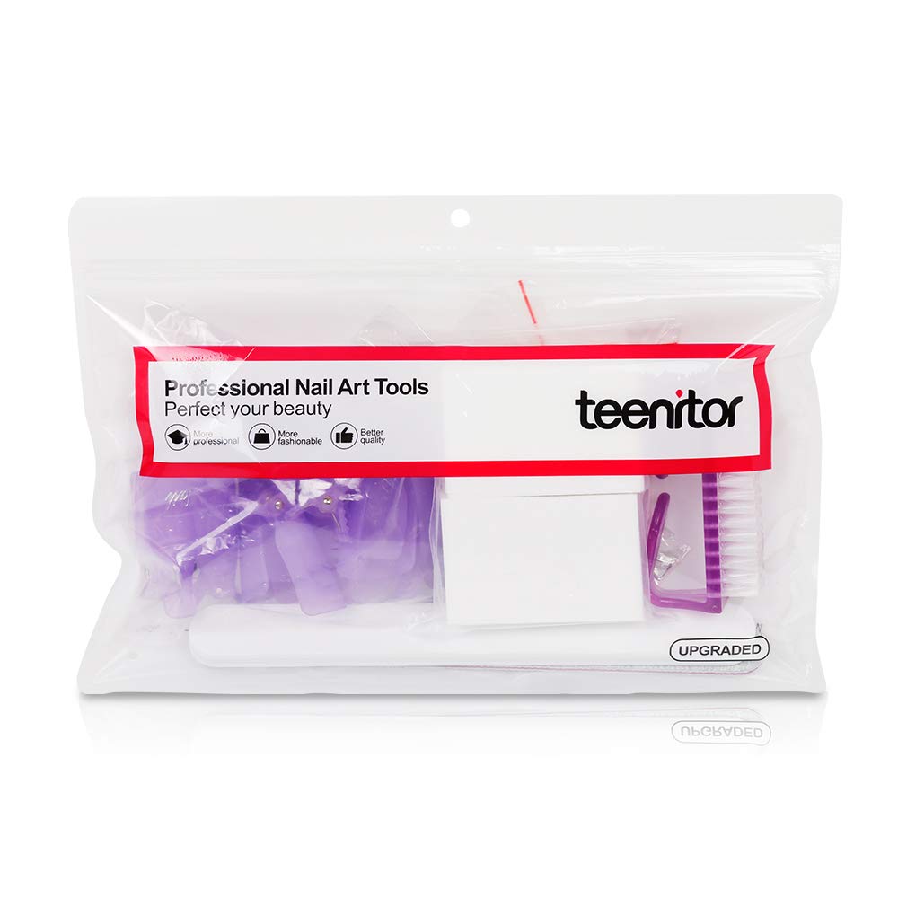 Teenitor Nail Polish Gel Remover Tools Kit with Nail Clips Nail Remover Pads Cuticle Pusher Nail Brushes Nail File Grits 120/180 Buffer Block Grits 400/4000, 6 Pack : Beauty