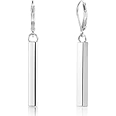 Sterling Silver Dangle Earrings for Women 14K Gold Plated Long Bar Dangle Drop Earrings for Women Trendy Hypoallergenic French Leverback Earings