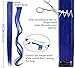 BINIHA Blue Teal Hair Extensions Colored Party Highlights Straight Hair Extension Clip In/On For girls and Dolls Kids Costume Wig Pieces 6 PCS (Blue Teal)