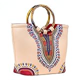 CHAUDER Insulated Neoprene Lunch Bag: Large Lunch Tote Carry Case Box Cooler Container, Washable, Reusable, Perfect For Women, Girls, Kids To School, Office, Outdoors Picnic - Dashiki Style - Beige