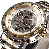 ALPS Men's Classic Style Skeleton Stainless Steel Quartz Watch with Link Bracelet