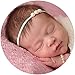 Miugle Newborn Baby Elastic Headbands with Pearls,Ivory,14" Girth