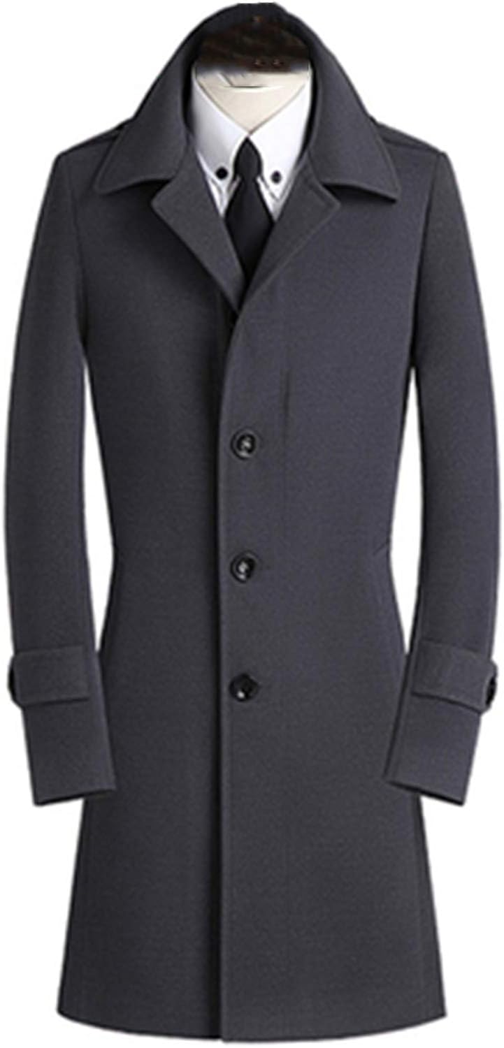 NKJGFV Winter Wool Coat Men's Slim Overcoat Business Casual Cashmere